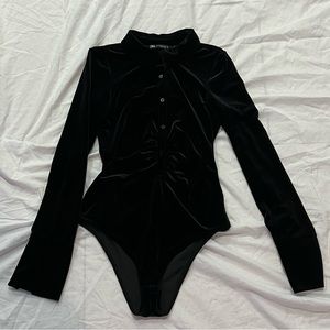 Zara Velvet Rushed shirt bodysuit